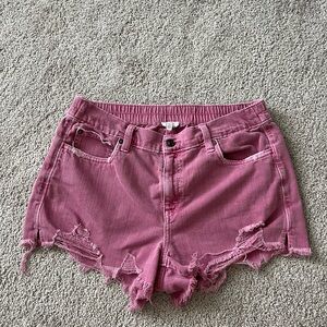 Aerie Daydream Pink Distressed Jean Shorts